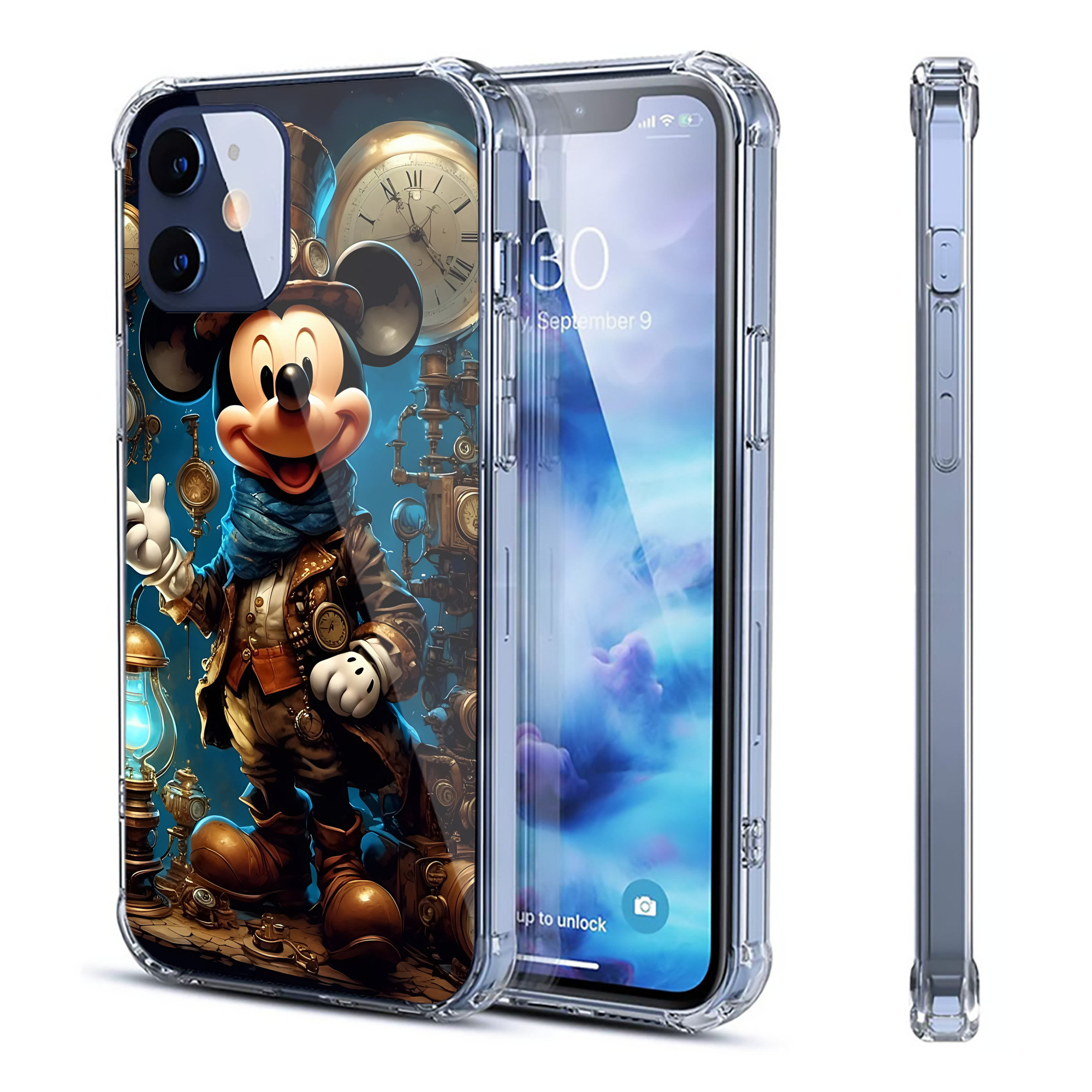 （画像用） ミッキーマウス Mickey Mouse 【iPhone 12シリーズ対応】透明スマホケース（クリアソフトケース）